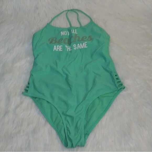 NoBoundaries  womens swin one piece sz M "Not All Beaches are the same" - Picture 2 of 9
